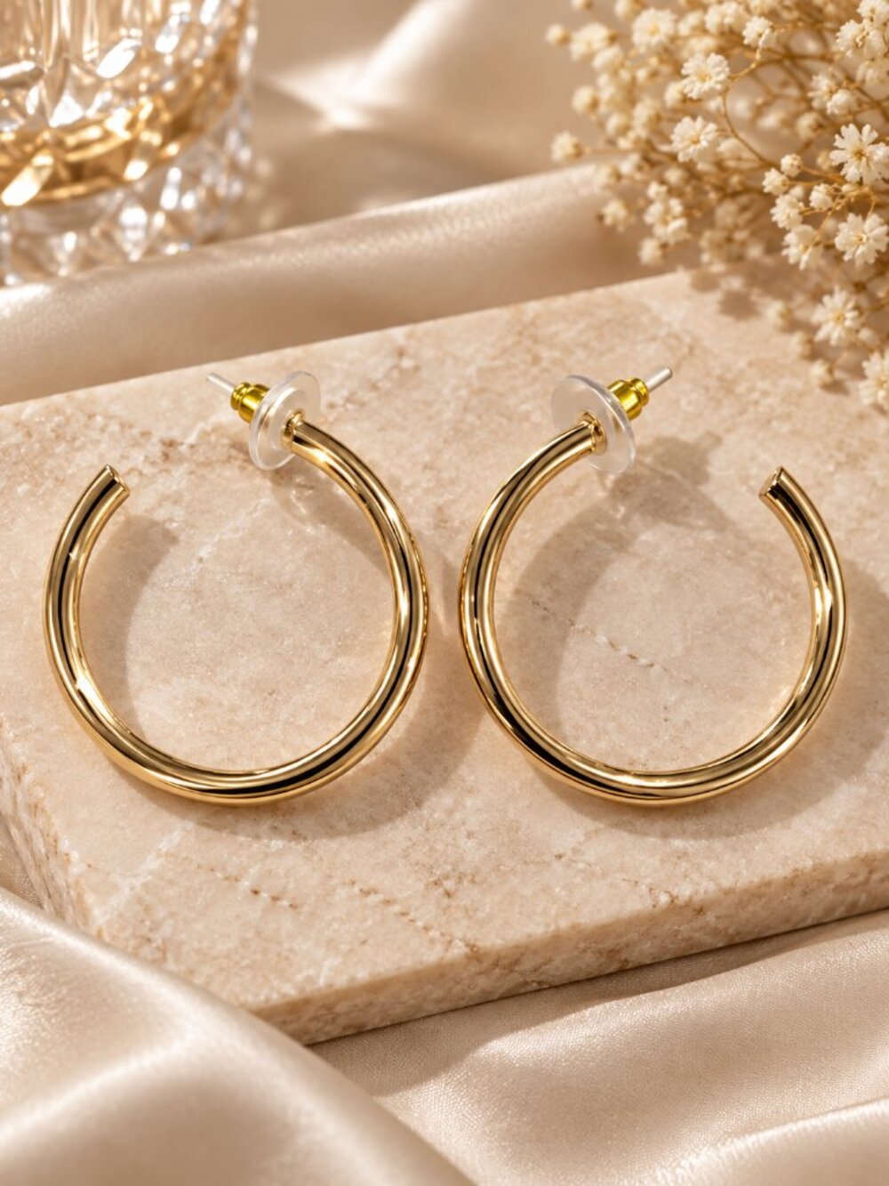 Rachel Roy Gold Plated Brass Open Hoop Earrings – Classic Statement Hoops